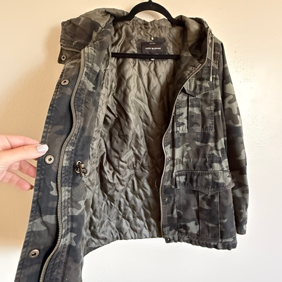 Lucky Brand Hooded Twill Anorak Jacket Lucky Brand Camo Utility Jacket Hooded L - Picture 7 of 8